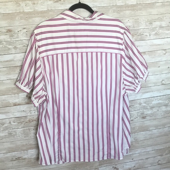 Lane Bryant White w/ Black/Pink Stripes Top 26/28 - Picture 2 of 6